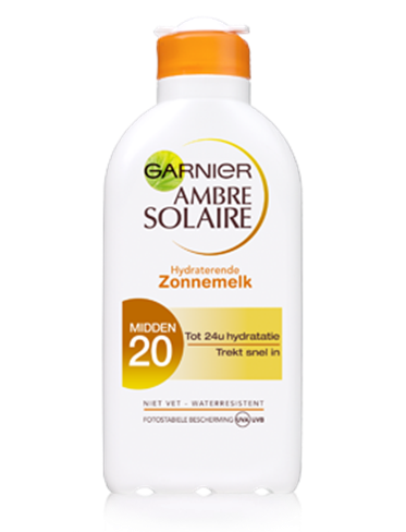 Voorkant verpakking Ambre Solaire Zonnemelk SPF20